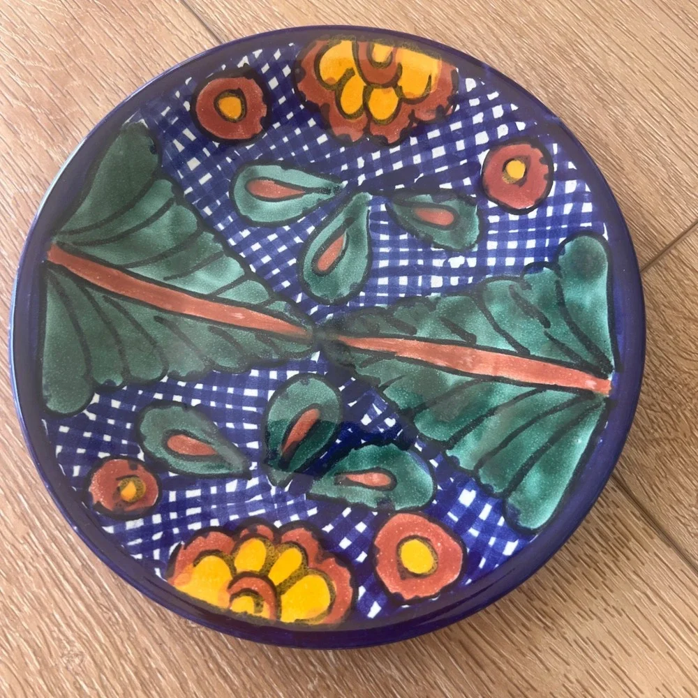 JMB Mexican Talavera Pottery Small Plate Hand Painted Floral Ceramic 6.25 Inch